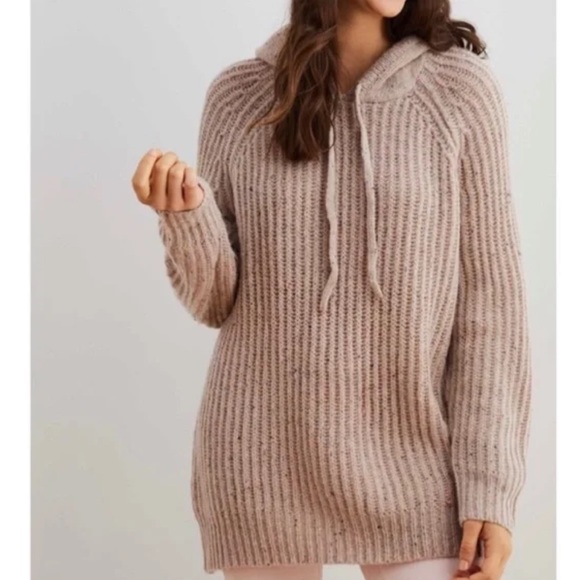 aerie Other - Arie Womens Small Oversized Open Road Speckled Wool Blend Hooded Sweater